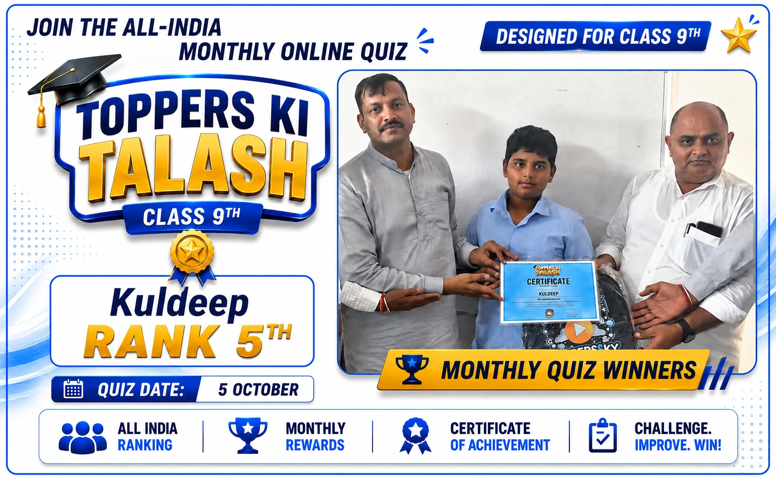 Class 9 ToppersSky quiz ranking