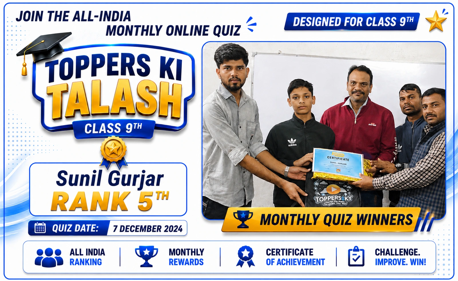 Class 9 ToppersSky quiz ranking